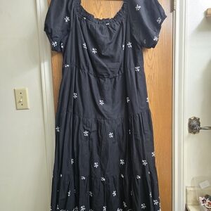 Lane Bryant Black Maxi Dress with White Floral Accents